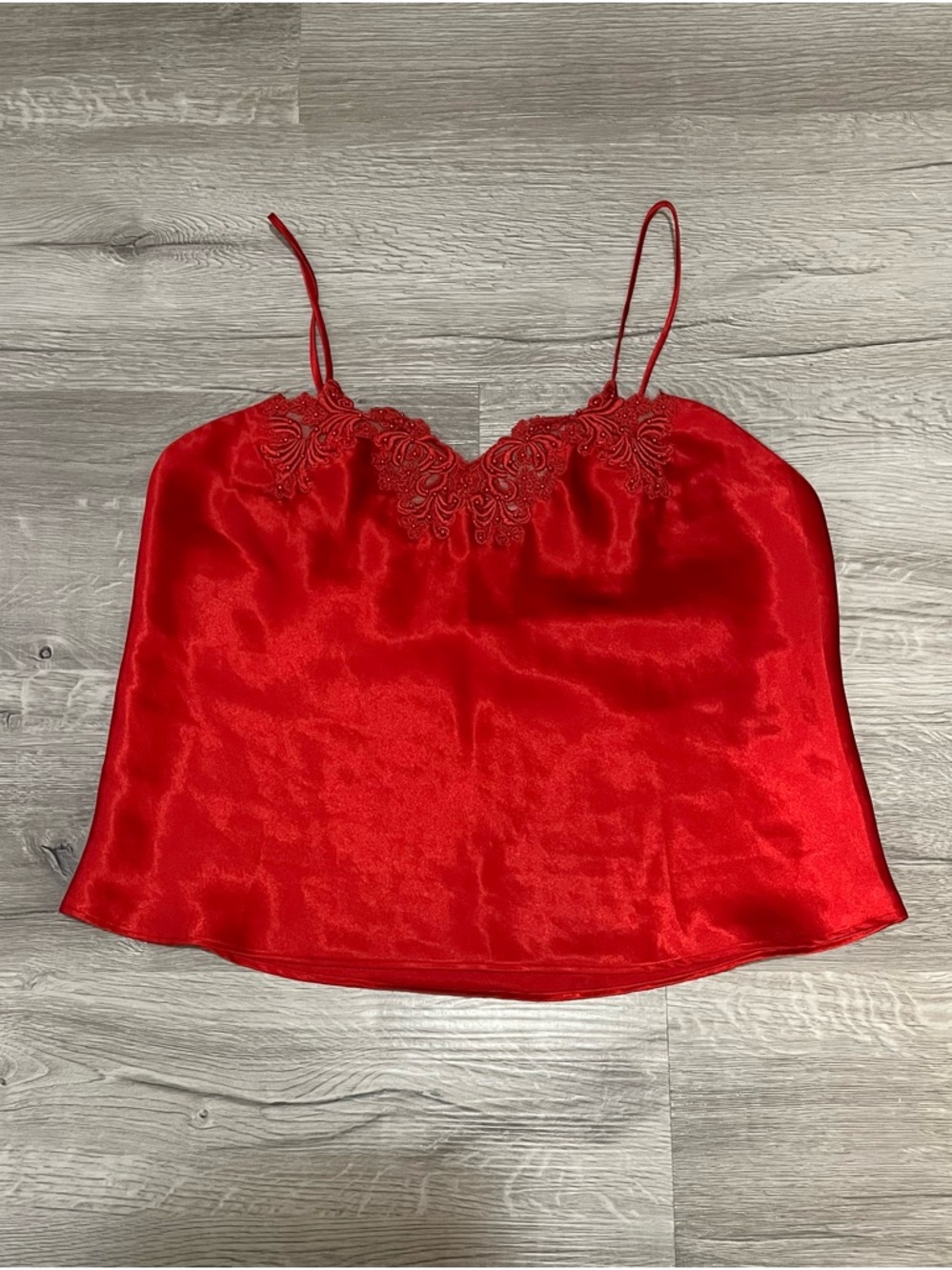 Victoria's Secret Red Satin Lace-Trim Camisole
